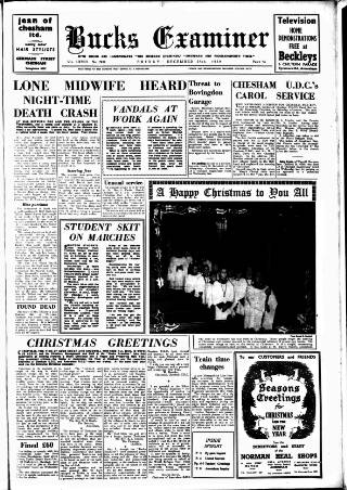 cover page of Buckinghamshire Examiner published on December 25, 1959