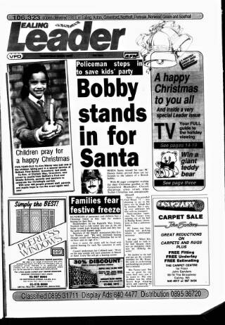 cover page of Ealing Leader published on December 25, 1987