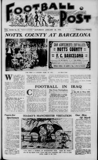 cover page of Football Post (Nottingham) published on January 26, 1935