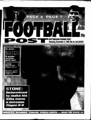 cover page of Football Post (Nottingham) published on December 4, 1999