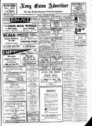 cover page of Long Eaton Advertiser published on January 26, 1940