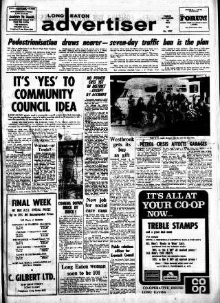 cover page of Long Eaton Advertiser published on November 23, 1973