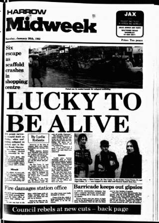 cover page of Harrow Midweek published on January 26, 1982