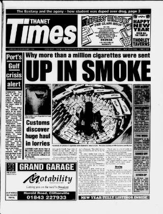 cover page of Thanet Times published on December 29, 1998