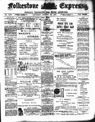 cover page of Folkestone Express, Sandgate, Shorncliffe & Hythe Advertiser published on January 26, 1907