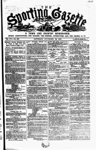 cover page of Sporting Gazette published on November 23, 1878