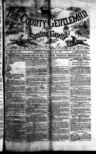 cover page of Sporting Gazette published on December 25, 1886