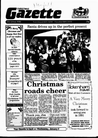 cover page of Harefield Gazette published on December 25, 1990