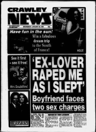 cover page of Crawley News published on January 26, 1994