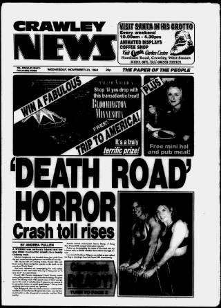 cover page of Crawley News published on November 23, 1994