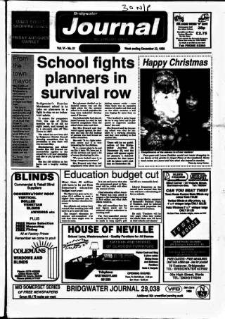 cover page of Bridgwater Journal published on December 23, 1989