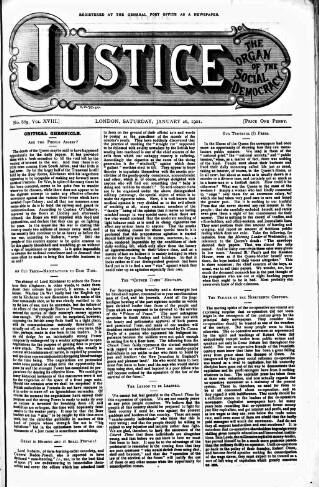 cover page of Justice published on January 26, 1901