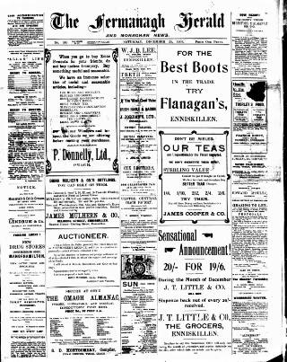 cover page of Fermanagh Herald published on December 25, 1909