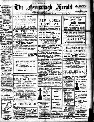 cover page of Fermanagh Herald published on November 23, 1912