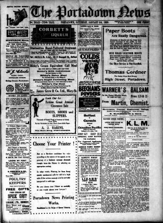 cover page of Portadown News published on January 26, 1929