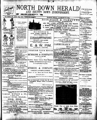 cover page of North Down Herald and County Down Independent published on November 23, 1900