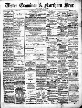 cover page of Ulster Examiner and Northern Star published on December 25, 1874