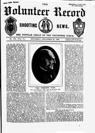 cover page of Volunteer Record & Shooting News published on December 25, 1886