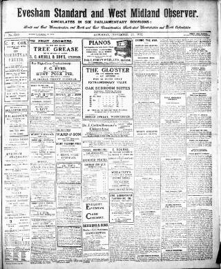 cover page of Evesham Standard & West Midland Observer published on November 23, 1912