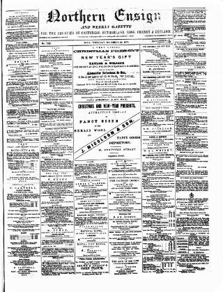 cover page of Northern Ensign and Weekly Gazette published on December 25, 1879