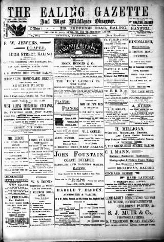 cover page of Ealing Gazette and West Middlesex Observer published on November 23, 1901