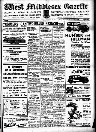 cover page of West Middlesex Gazette published on January 26, 1935