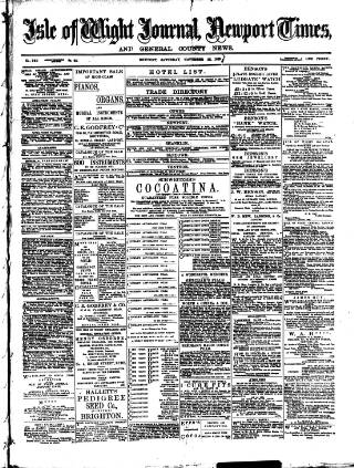 cover page of Isle of Wight Journal published on November 23, 1889