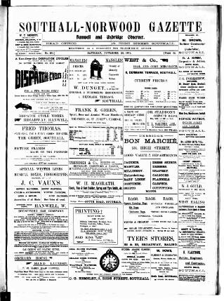 cover page of West Middlesex Gazette published on November 23, 1901