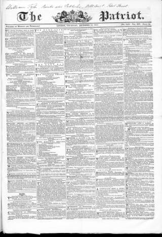 cover page of Patriot published on December 25, 1845