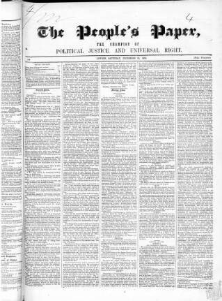 cover page of People's Paper published on December 25, 1852