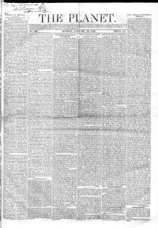 cover page of Planet published on January 26, 1840