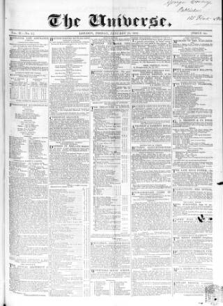 cover page of Universe published on January 22, 1847