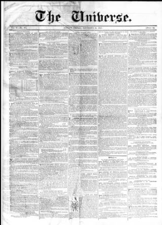 cover page of Universe published on November 26, 1847