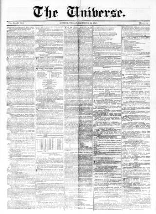 cover page of Universe published on December 24, 1847