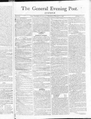 cover page of General Evening Post published on December 25, 1806