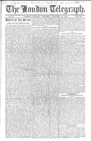 cover page of London Telegraph published on January 10, 1825