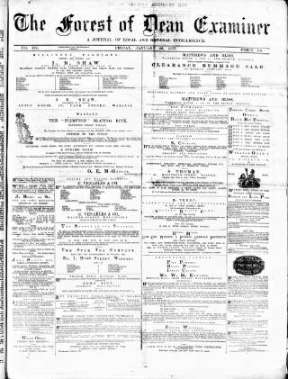 cover page of Forest of Dean Examiner published on January 26, 1877