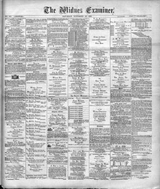 cover page of Widnes Examiner published on November 23, 1895