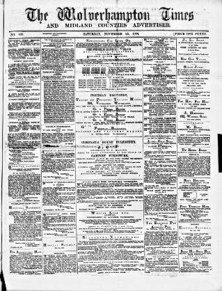 cover page of Midland Examiner and Wolverhampton Times published on November 25, 1876