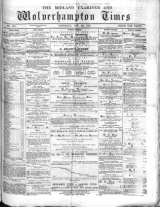 cover page of Midland Examiner and Wolverhampton Times published on January 26, 1878