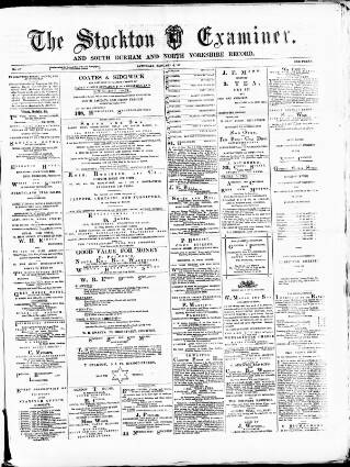 cover page of Stockton Examiner and South Durham and North Yorkshire Herald published on January 4, 1879