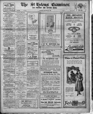 cover page of St. Helens Examiner published on November 23, 1918