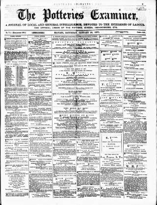 cover page of Potteries Examiner published on January 26, 1878