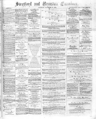 cover page of Stretford and Urmston Examiner published on November 15, 1879