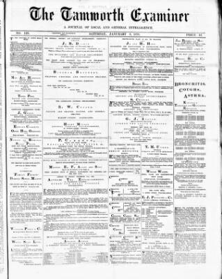 cover page of Tamworth Miners' Examiner and Working Men's Journal published on January 8, 1876