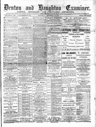 cover page of Denton and Haughton Examiner published on November 23, 1889