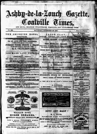 cover page of Ashby-de-la-Zouch Gazette published on December 25, 1880