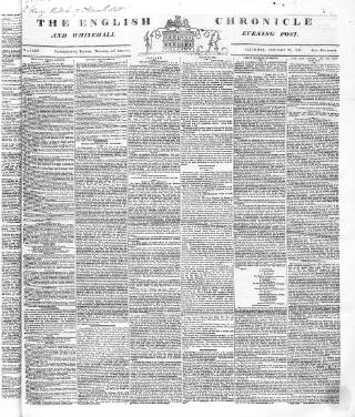 cover page of English Chronicle and Whitehall Evening Post published on January 26, 1839