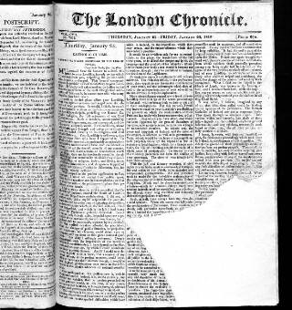 cover page of London Chronicle published on January 26, 1810