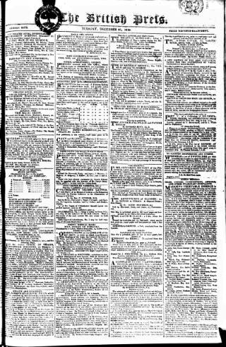 cover page of British Press published on December 25, 1810